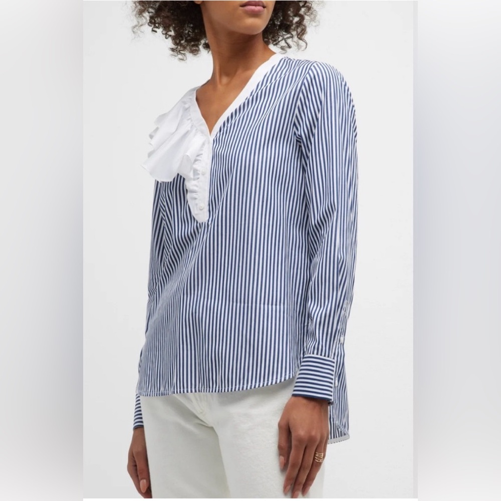 NWT HARSHMAN Los Angeles Vivienne Popover Tunic Navy Stripes